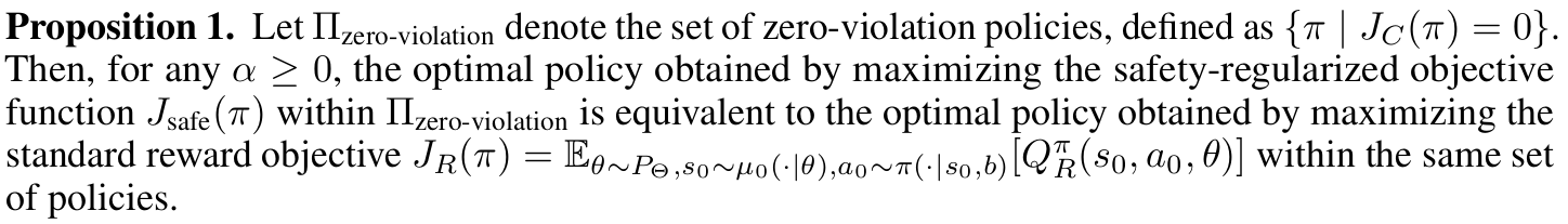 Proposition on optimal policy